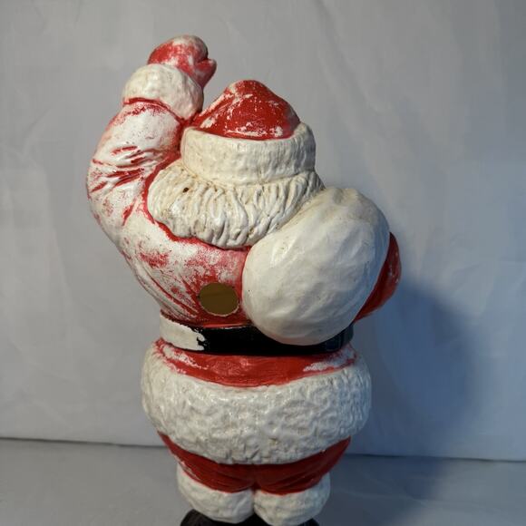 Vintage Santa Claus Waving with Gift Bag Shoulder Blow Mold Christmas 17” - Picture 3 of 10
